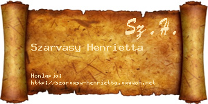 Szarvasy Henrietta névjegykártya